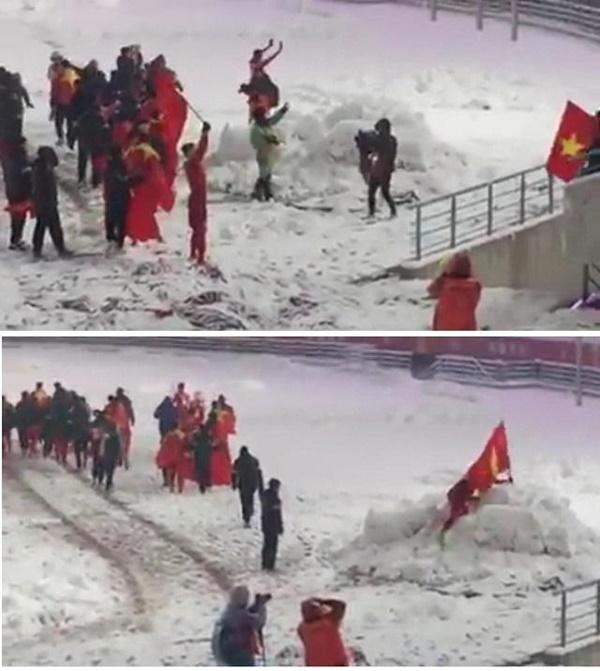Khoảnh khắc xúc động: Duy Mạnh cắm lá cờ Việt Nam trên tuyết, cúi chào Quốc kỳ sau chung kết-3