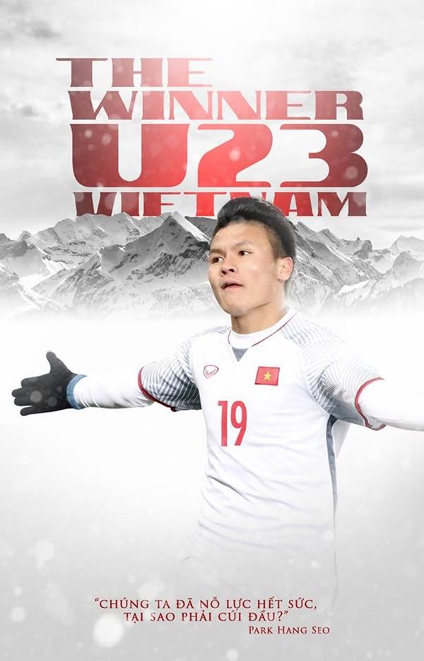 Hình ảnh của bộ poster là những khoảnh khắc các cầu thủ U23 thi đấu ở AFC Cup.