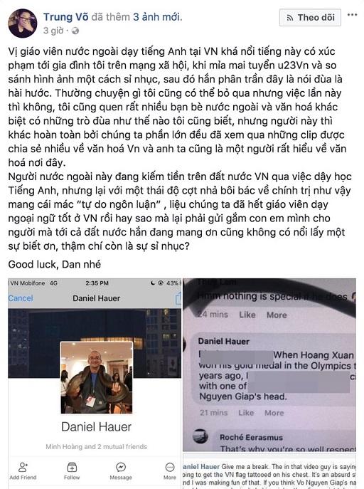 Thầy giáo Tây Daniel Hauer đã có mặt giải trình sau bình luận thô tục về Đại tướng-3