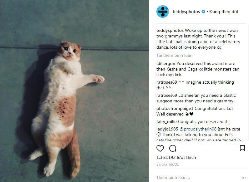 Ed Sheeran đã ở đâu khi được xướng tên tại Grammy?-1