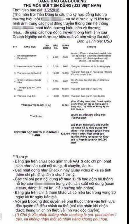 FLC Thanh Hóa sẽ kiện đơn vị đưa báo giá Bùi Tiến Dũng đăng status Facebook giá 60 triệu đồng/post-2