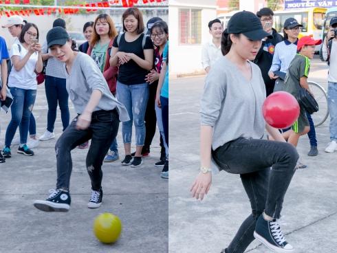 Mỹ Tâm trổ tài đá banh 'bất bại' trước ngày gặp U23 Việt Nam