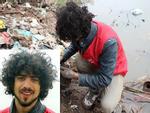 Chàng trai Tây nhặt rác và túi nilon làm sạch môi trường trong ngày Tết ông Công ông Táo