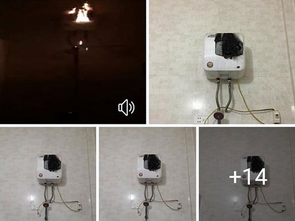 Hoảng hồn bình nóng lạnh phát nổ, cháy đen thui-1