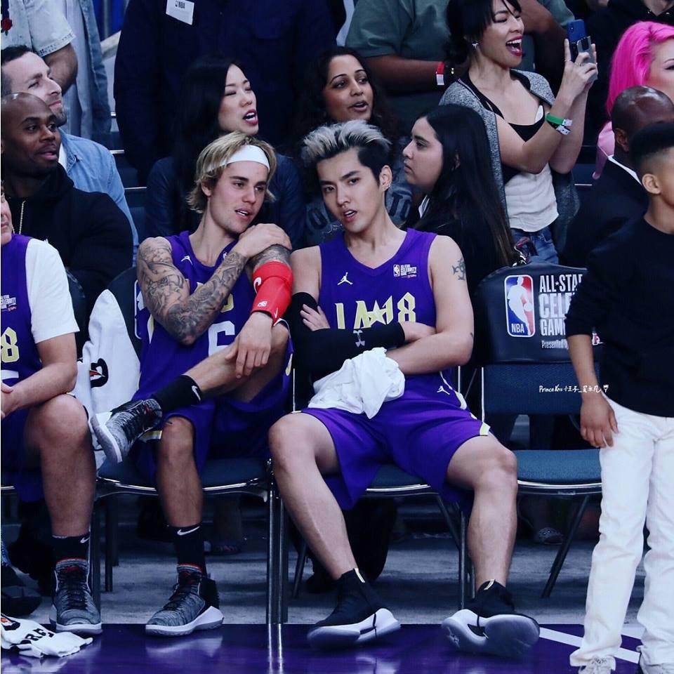 Justin Bieber và Đường Tăng Ngô Diệc Phàm thi đấu bóng rổ ở Mỹ-1