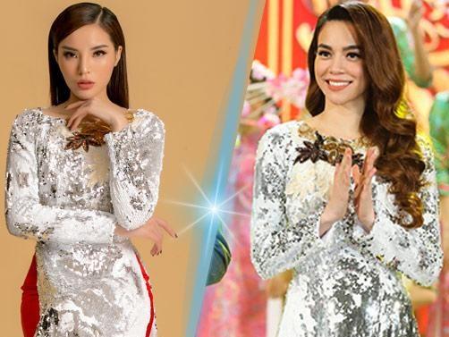 Mới đầu năm Hồ Ngọc Hà đã đụng hàng áo dài với Hoa hậu Kỳ Duyên