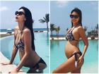 Diện bikini gợi cảm, Hà Anh lần đầu khoe trọn bụng bầu 5 tháng