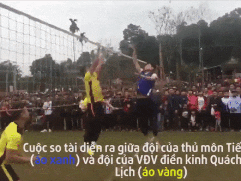 Bùi Tiến Dũng so tài cùng hot boy điền kinh Quách Công Lịch trên sân bóng chuyền