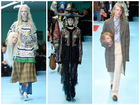 Người mẫu của Gucci đem đầu người, để ngực trần trên sàn diễn London Fashion Week