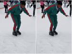 Hài hước cảnh người đàn ông lần đầu được trượt băng