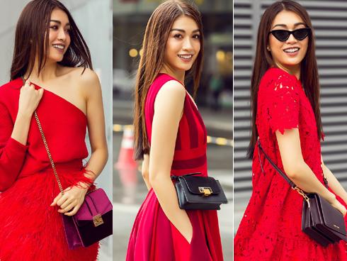 Lệ Hằng chọn màu đỏ rực xuống phố để 'hên' cả năm