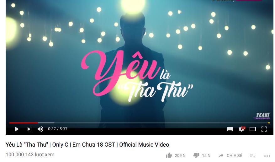 Yêu là tha thu trở thành MV nhạc phim thứ hai cán mốc trăm triệu lượt xem trên Youtube-1