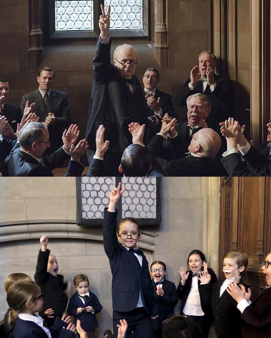 Loạt ảnh nhái cảnh nổi tiếng trong phim đoạt Oscar của 3 cô bé-11