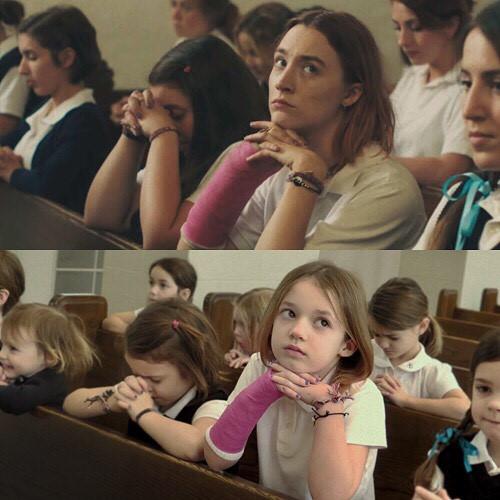 Loạt ảnh nhái cảnh nổi tiếng trong phim đoạt Oscar của 3 cô bé-2