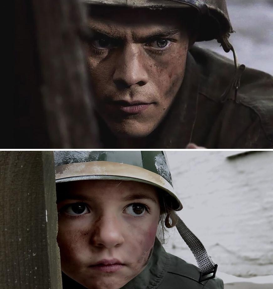 Loạt ảnh nhái cảnh nổi tiếng trong phim đoạt Oscar của 3 cô bé-9