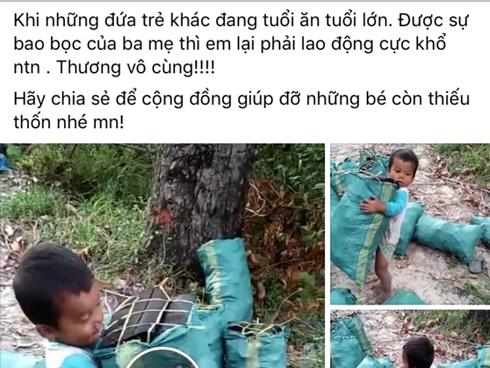 Bé trai 5 tuổi lao động nặng nhọc phụ gia đình khiến triệu người rơi lệ