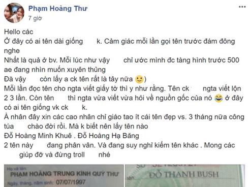Cặp vợ chồng tên lạ: Phạm Hoàng Trung Kính Quý Thư và Đỗ Thanh Bush