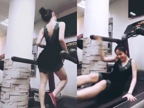 Clip: Uốn éo trên máy chạy bộ, Angela Phương Trinh ngã 'sấp vòng 3'