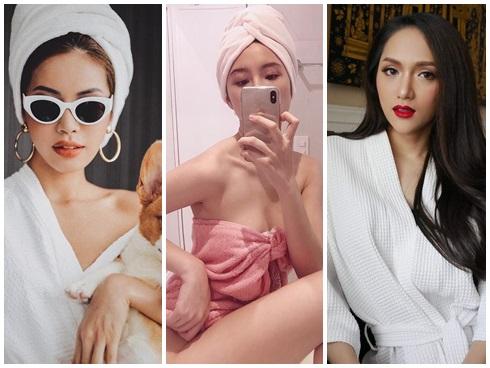 Mỹ nhân showbiz Việt chỉ cần mặc áo choàng tắm vẫn gợi cảm hết nấc