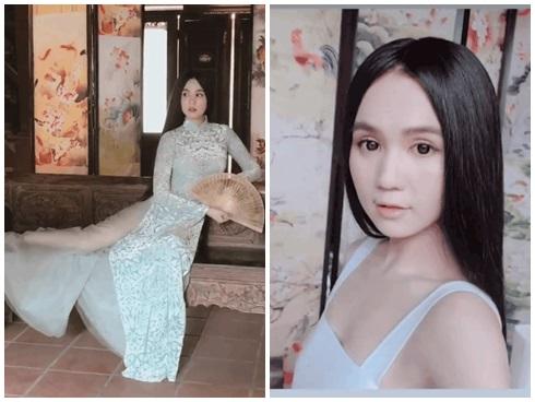 Ngọc Trinh mặc áo dài mà nhìn ma mị 'lạnh người' bởi da trắng bóc, tóc đen dài thẳng tưng