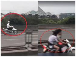 3 'ninja' liều mạng, phóng xe máy ngược chiều trên cao tốc khiến ai cũng hãi hùng