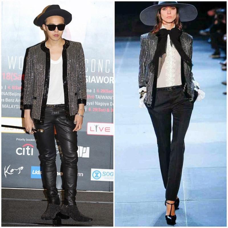 Chiếc áo jacket sành điệu của Saint Laurent vốn chỉ ưu ái phái đẹp cũng lọt vào mắt xanh của ngôi sao xứ Kim Chi.