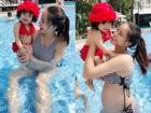 Tin sao Việt: Hải Băng lộ bụng bầu lần 2 khi mặc bikini vui đùa cùng con gái