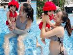 Tin sao Việt: Hải Băng lộ bụng bầu lần 2 khi mặc bikini vui đùa cùng con gái
