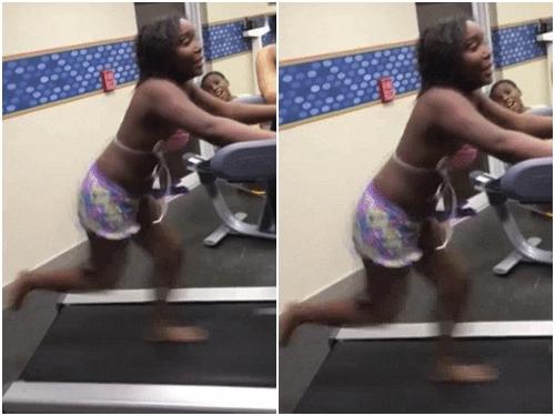 Ngã 'sấp mặt' khi lần đầu được dùng máy tập chạy