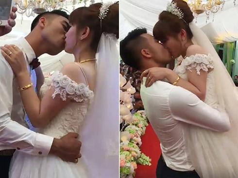 Hôn 'bất chấp' kéo dài 3 phút trong đám cưới, cặp cô dâu chú rể gây xôn xao