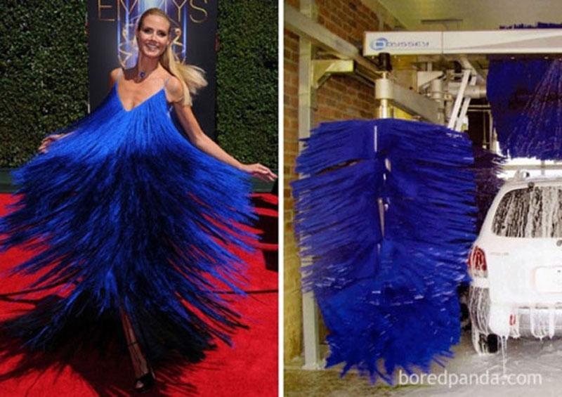 Heidi Klum trông không khác gì chiếc chổi rửa xe hơi.