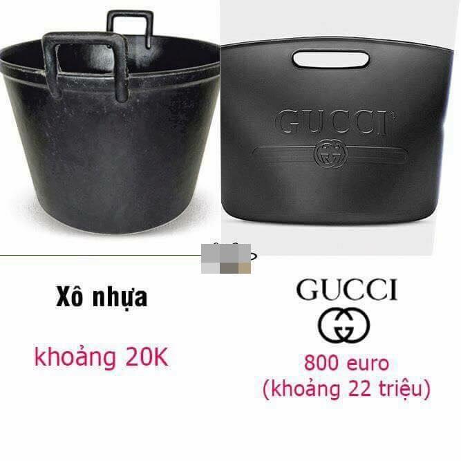 Gucci cũng không chịu kém cạnh khi cho ra mắt với chiếc túi với giá 980 USD, khoảng 22 triệu đồng có hình dáng tựa xô nhựa.