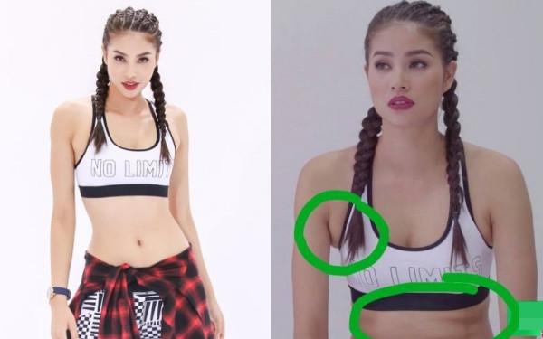 Ngấn mỡ của Phạm Hương cũng tiêu biến đâu mất rồi khi qua bàn tay photoshop chỉnh sửa.