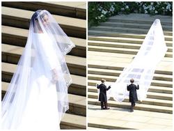 Khác với dự đoán về trang phục cưới xa hoa, tân Công nương Anh chọn váy cưới dài hơn chục mét của Givenchy