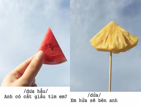 Dân mạng rần rần chia sẻ loạt ảnh 'thả thính' bằng các loại trái cây của gái xinh Sài thành