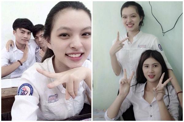 Nhưng khi nhìn lại ảnh thời cắp sách đến trường, Tú Hảo càng khiến mọi người bất ngờ. Bởi, trên sân khấu cuốn hút bao nhiêu thì thời áo trắng Tú Hảo lại càng dễ thương bấy nhiêu.