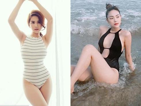 Cùng một set đồ bikini Ngọc Trinh khoe dáng quyến rũ còn Minh Hằng diện hẳn ra phố