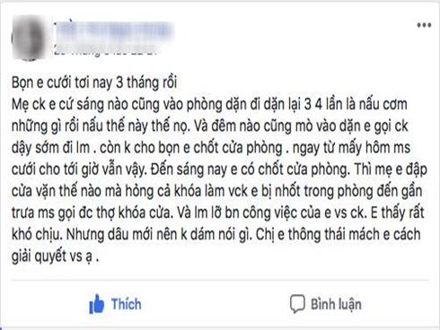 Dâu mới bối rối khi mẹ chồng ngày đêm ngăn cản 'chuyện ấy', cửa phòng riêng cũng không được chốt