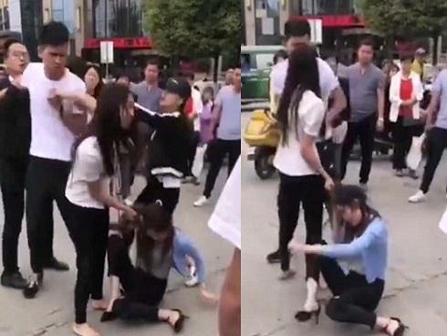 Vợ đánh ghen, chồng xông vào bảo vệ bồ nhí