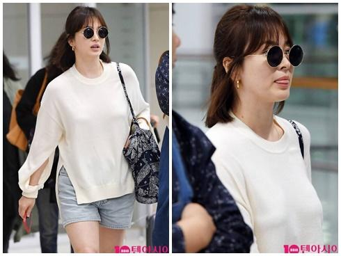 Song Hye Kyo kém duyên mắc lỗi trang phục khi trở về Hàn Quốc