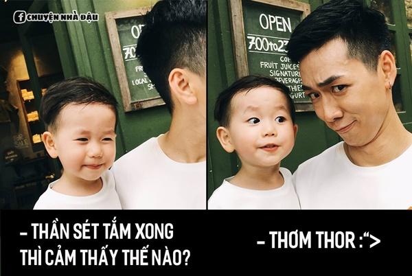 Ảnh chế hài hước của Ba Duy và con trai khiến fans thích thú.