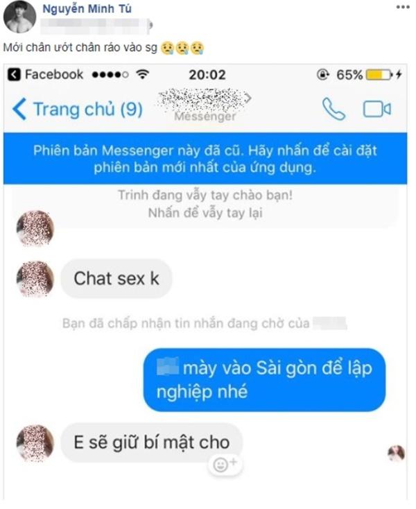Trước đó, Minh Tú gây chú ý khi công khai tin nhắn bị một tài khoản mạo danh phụ nữ gạ tình, chat sex. Chia sẻ với 2Sao, mỹ nam họ Nguyễn cho biết, đây không phải lần đầu tiên anh gặp trường hợp như vậy nên khi đối diện cảm thấy khá bình thường.