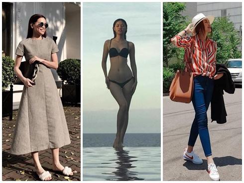 Street style sao Việt: Á hậu Thanh Tú khoe body nóng bỏng đối lập Hồ Ngọc Hà 'kín cổng cao tường'