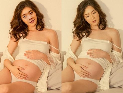 Fans hốt hoảng chứng kiến hotgirl Trâm Anh 'mặt một nơi thân một nẻo' trong bộ ảnh khoe bụng bầu vượt mặt