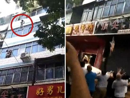 Hai đứa trẻ thoát chết nhờ mẹ ném qua cửa sổ căn hộ bốc cháy