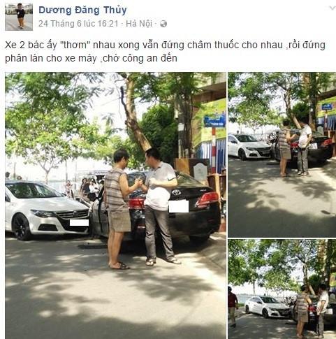 Hai tài xế ngồi trên đường tâm sự sau va chạm giao thông-2