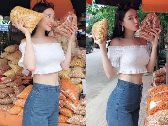 Nhã Phương diện áo ngắn để eo thon bác tin mang bầu với Trường Giang