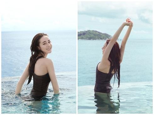 Địch Lệ Nhiệt Ba khoe khoảnh khắc hiếm hoi diện bikini đẹp như 'tiên nữ'