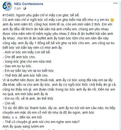 Bắt bạn trai bóc bề bề, ghẹ cho mình suốt bữa ăn lại còn tố chàng ích kỉ, cô gái bị dân mạng mắng té tát-1