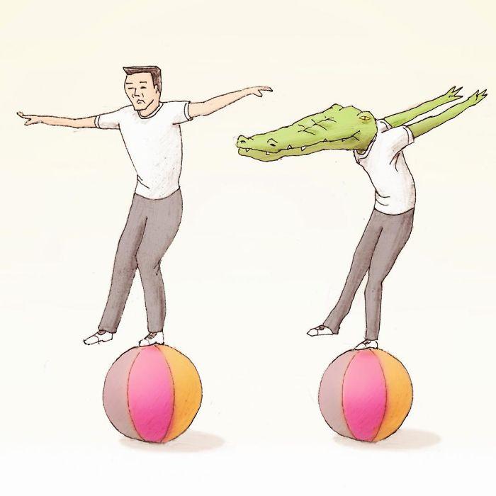 Bộ tranh: Cá sấu sẽ bi hài ra sao nếu sống như loài người?-4